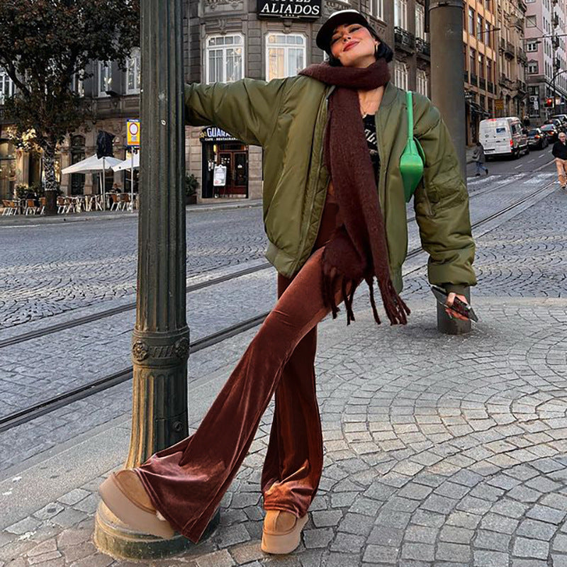Dame brede Stretch-bukser med høj talje og elegant snit Stilla