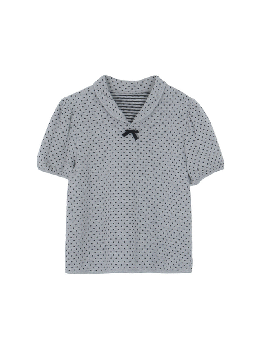 Damebluse med puffærmer og polka-dot mønster Stilla