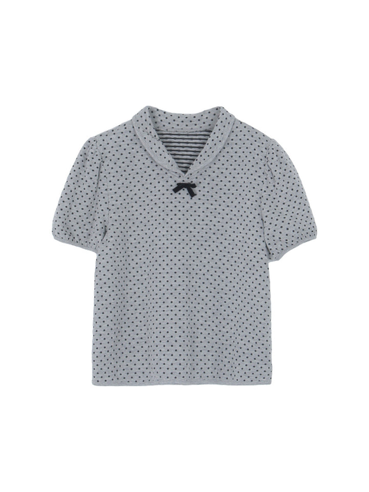 Damebluse med puffærmer og polka-dot mønster Stilla