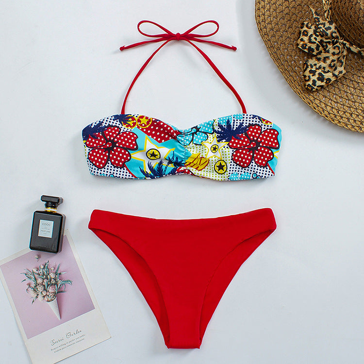 Dame Bandeau-bikini-sæt med floral design Stilla