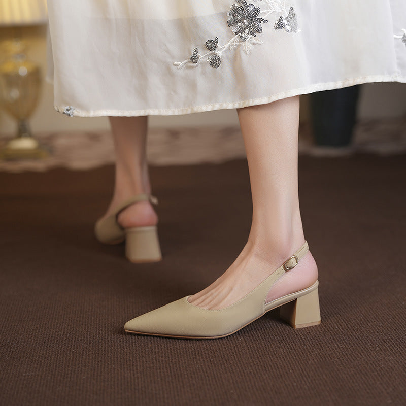 Dame Slingback Blockhæl Pumper med elegant Spids Udsnit-Design Stilla