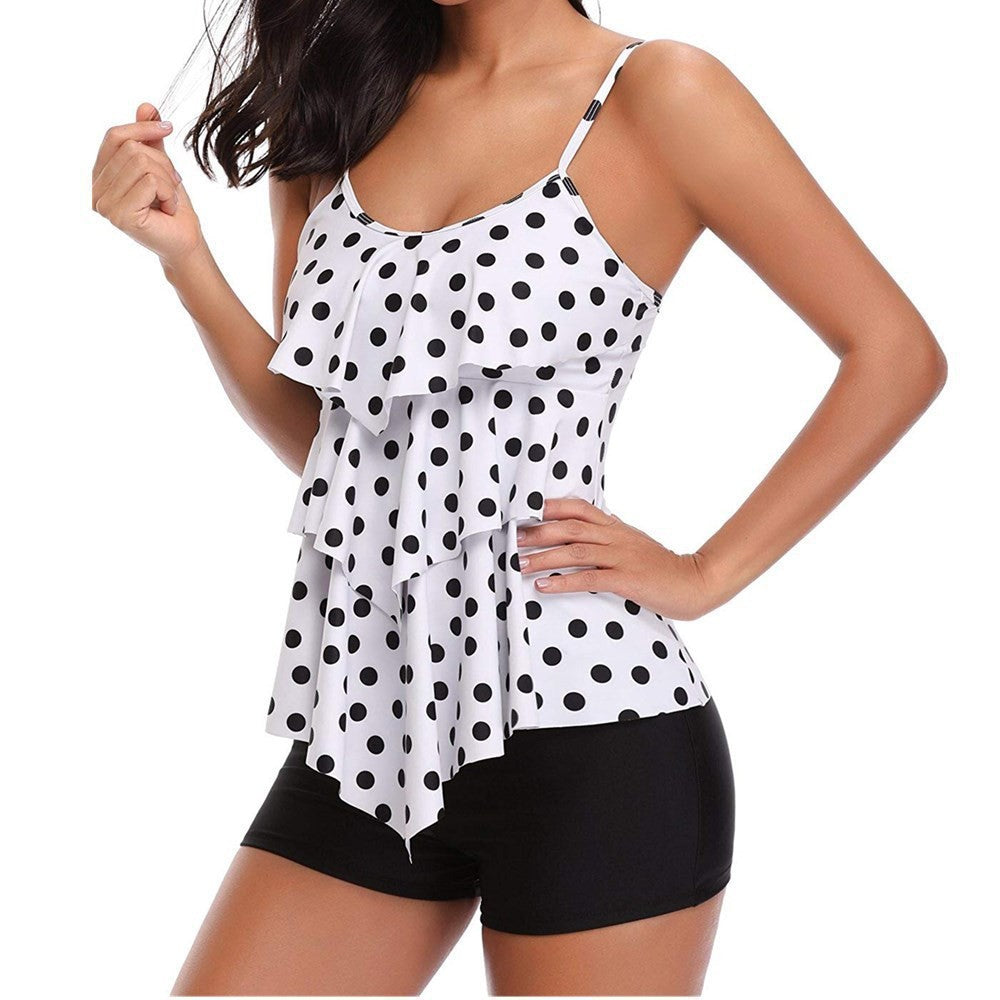 Dame svømmeoplevelse tankini med lagdelt flæse design Skovae