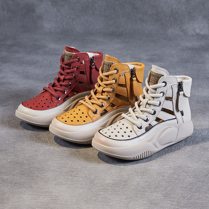 Dame High-Top-Fashion-Sneakers med udskæringsdesign og lynlås Stilla
