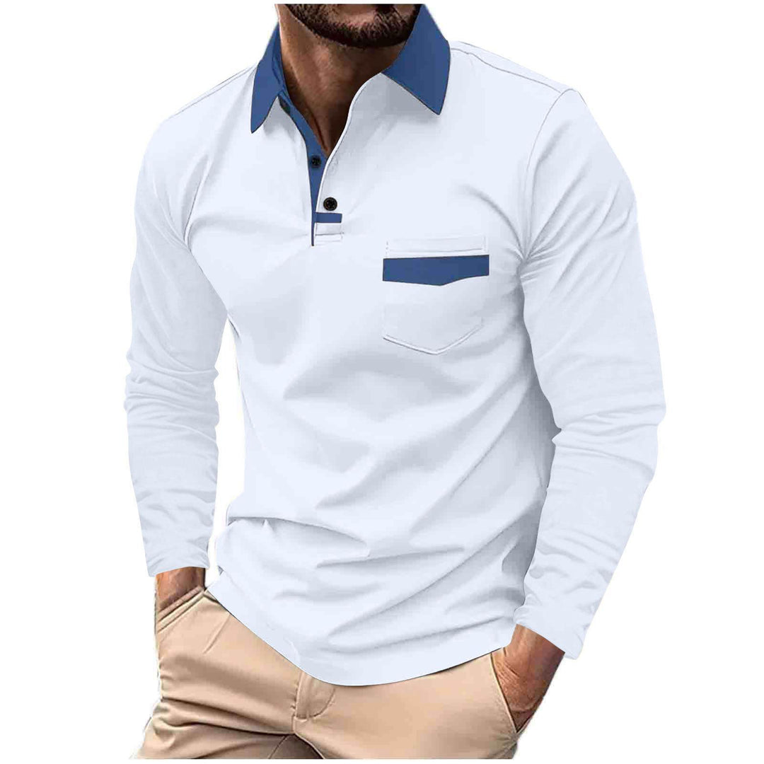 Herrer Langærmet Polo T-shirt med moderne krave og stilfuld brystlomme Stilla