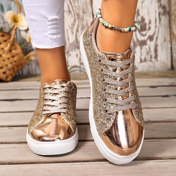 Dame Glitrende Sneakers med Metalspids og komfortabelt Indvendigt Foder Stilla