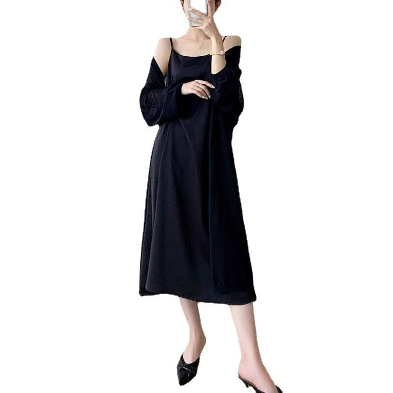 Damer Elegant lang cardigan med ballonformede ærmer og åben front Stilla