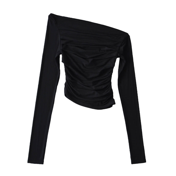 Dame asymmetrisk, ruched overdel med langærmet og elegant design Stilla