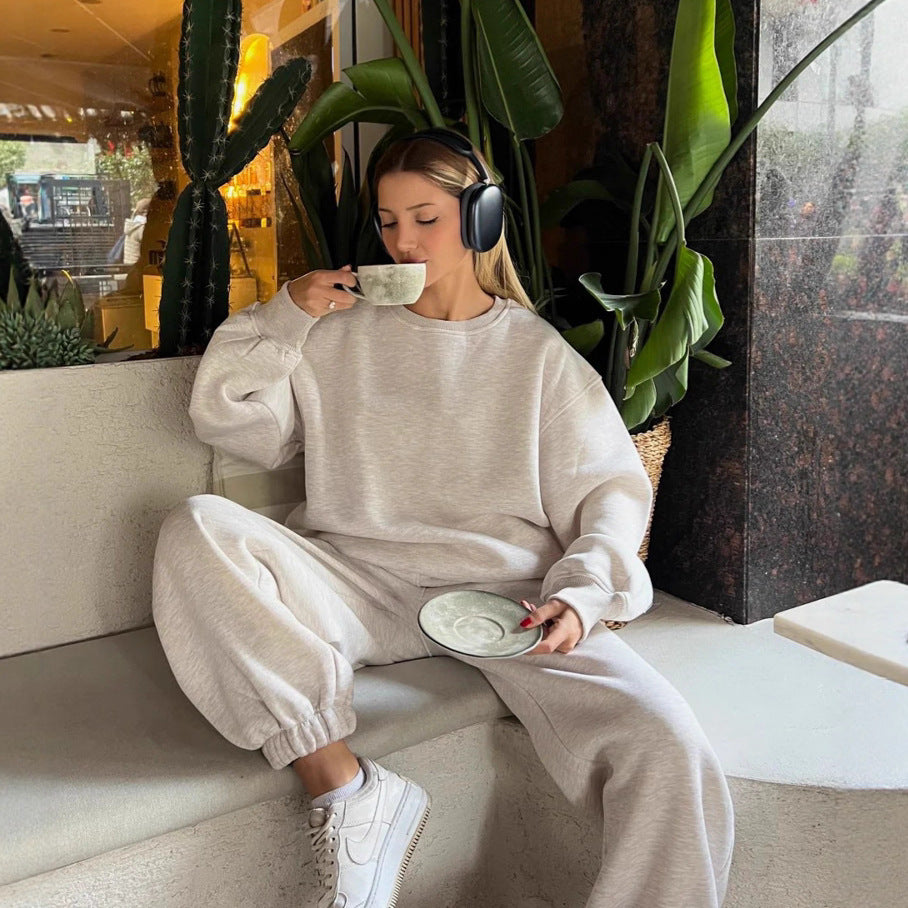 Kvinder casual fleece sweater og joggingbukser sæt Skovae