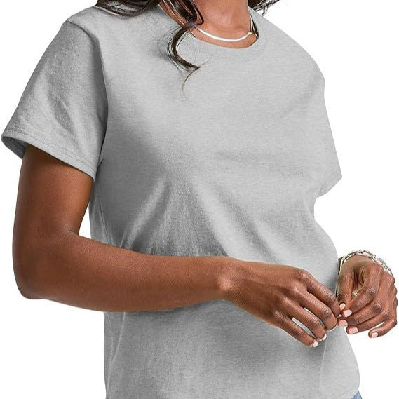 Dame kvalitets Basic T-shirt med rund halsudskæring og elastisk materiale Stilla