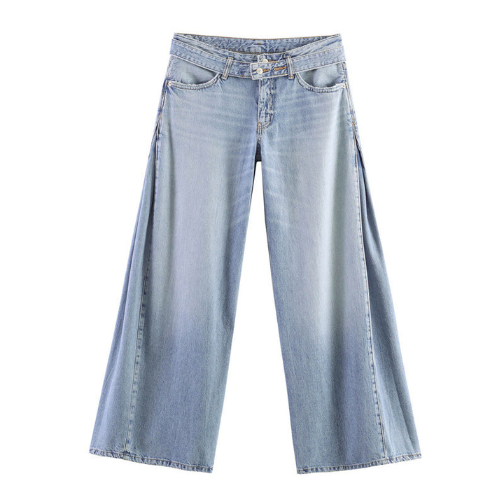 Dame Bred Jeansbukser i afslappet snit med sidelange splitter Skovae