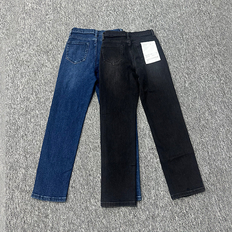 Dame klassiske, figursyede denim-bukser med høj talje og minimalistiske detaljer Stilla