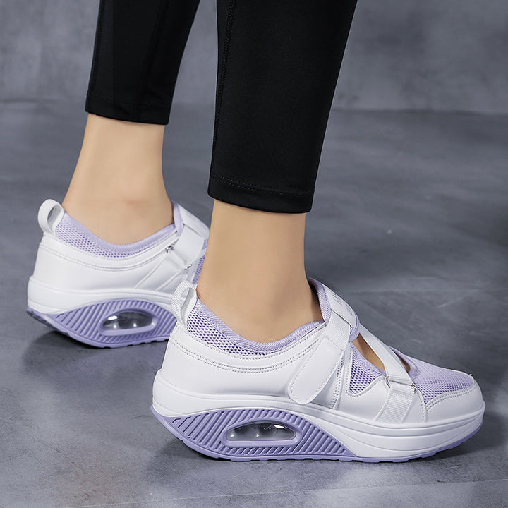 Dame nan stabiliserende komfort-sneaker med luftpolstret kile sål og velcro-rem lukning Skovae