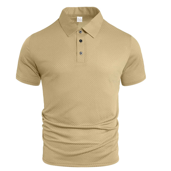 Herrer nano struktureret mikrojacquard-polo-shirt med slank pasform og elastisk komfortstretch Skovae