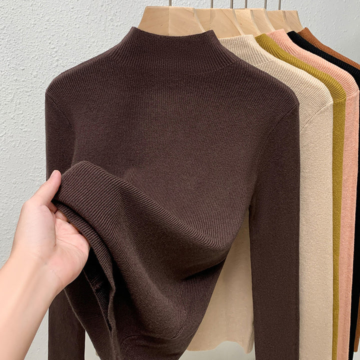 Dame rullekrave sweater i kvalitets ribstrik Stilla