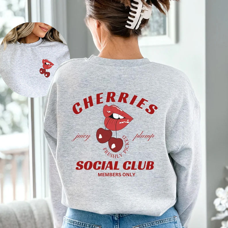 Kvinders sweatshirt med kreativt frugt- og munddesign Stilla
