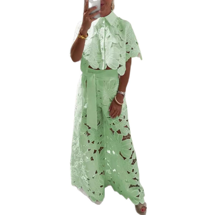 Dame Elegant Sommerdragt med blomster Spids Overlay Stilla