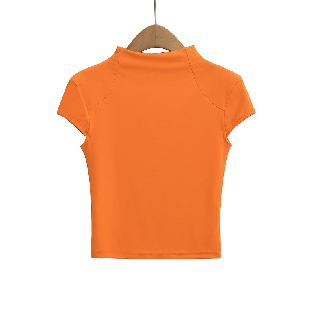 Dame Kvalitets Kortærmet T-shirt med Ståkrave og Figurtilpasset Snit Skovae