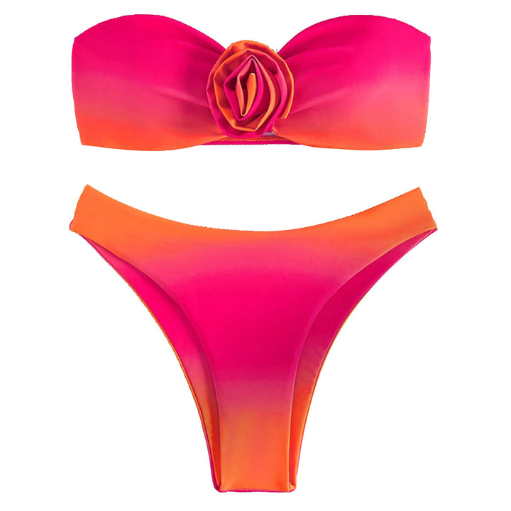 Dame bandeau bikini med blomsterhjerte design Skovae
