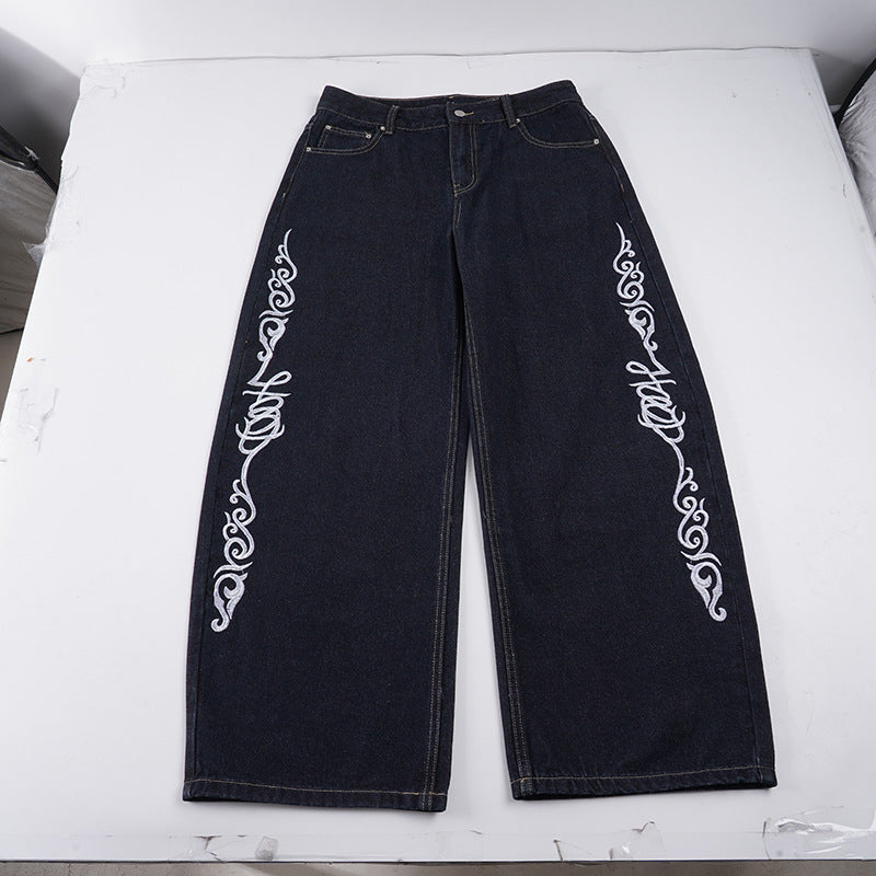 Dame Wide Jeans med elegante kunstværker Skovae