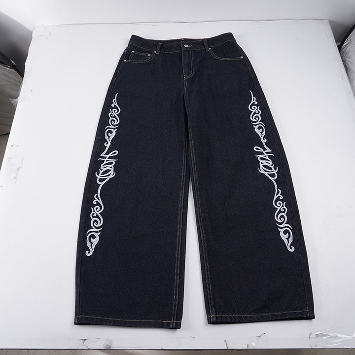 Dame Wide Jeans med elegante kunstværker Skovae