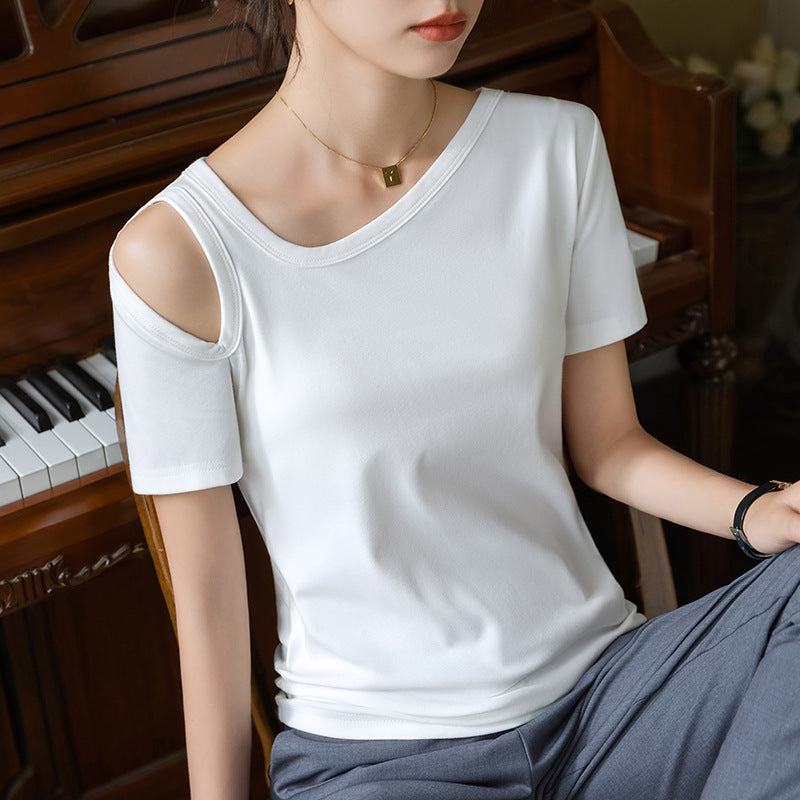 Damer moderne kortærmet skjorte i trendy off-shoulder-design Stilla