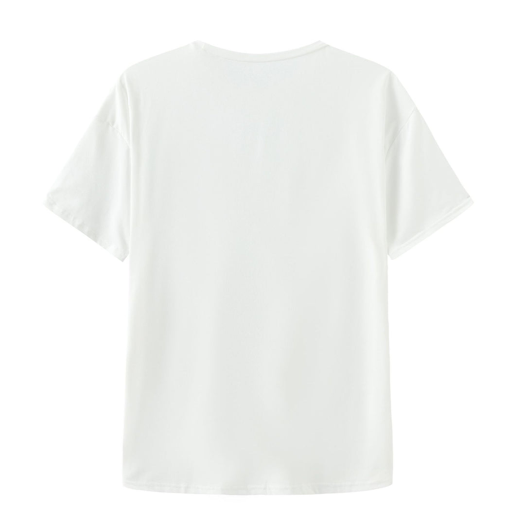 Dame oversized T-shirt med kreativt bikinimotiv og afslappet snit Skovae