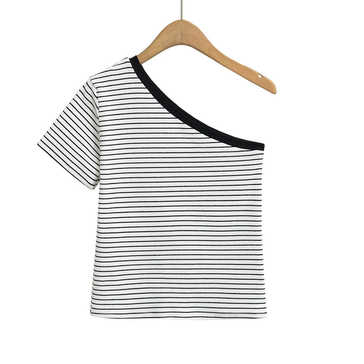 Dame asymmetrisk stribetop Stilla