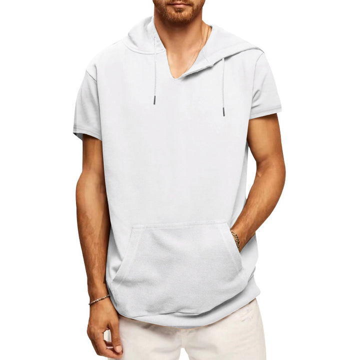 Herre afslappet hætte-T-shirt med frontlomme og moderne snit Stilla