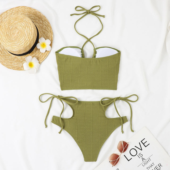 Dame bikini-sæt med raffineret rib-design og justerbart bindingssystem Skovae