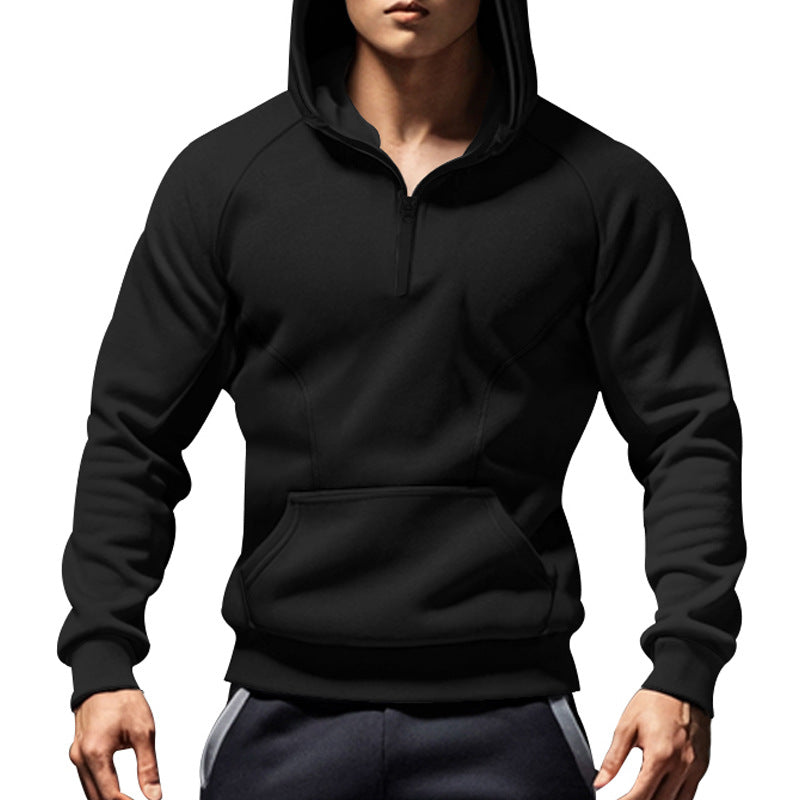 Herrer nan sporty hættetrøje med kort frontlynlås ergonomisk raglan-snit og kængurulomme Skovae