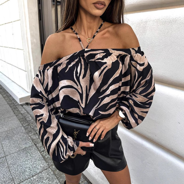 Dame Off-Shoulder Leopardmønster Bluse Stilla