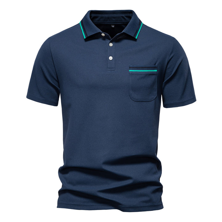 Herre polo T-shirt med elegante kontraststriber og praktisk brystlomme Stilla