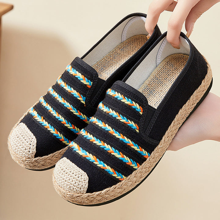 Dame Espadrilles med elastisk indslipning og flettet jute bund Stilla