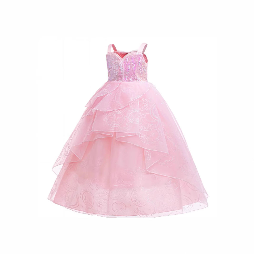 Glinda Cosplay Kjole – Rosa Prinsesse Ballkjole til Piger (Bryllup, Scene) Skovae