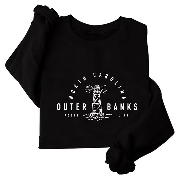 Kvinders sweatshirt med maritimt fyrtårn-motiv og afslappet snit Stilla