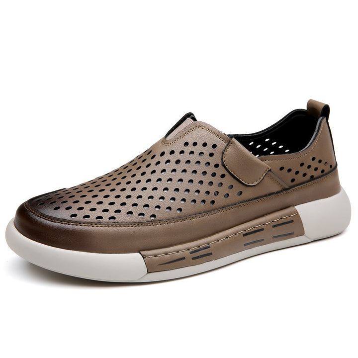 Herrer Slip-On Sneakers med perforeret læderoverdel og skridsikker gummisål Stilla