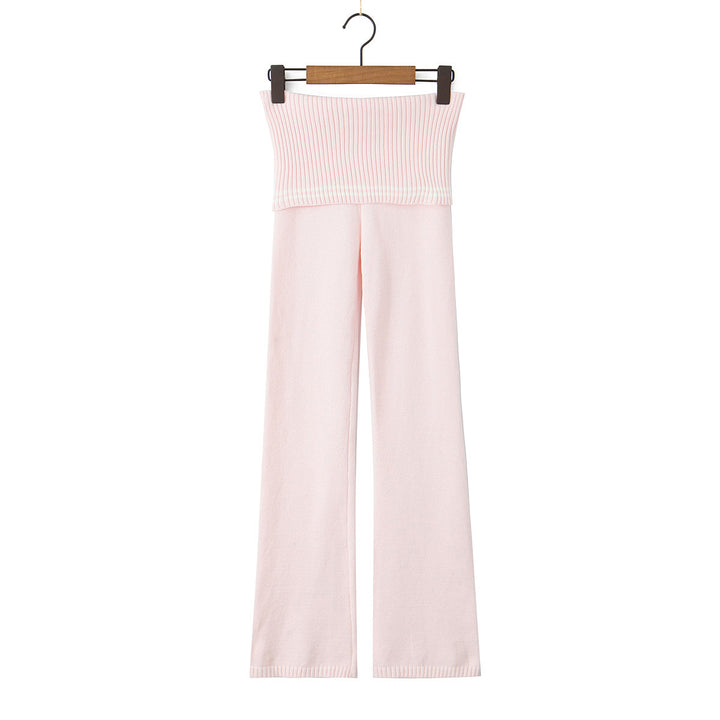 Dame Wide-Leg-Sportbukser med elastisk talje og fin ribstrik Stilla