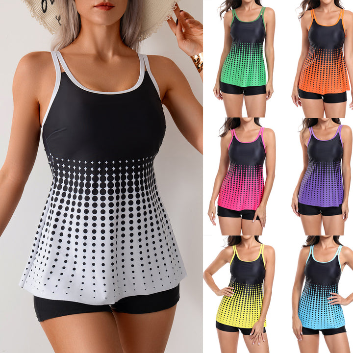 Dame Tankini med moderne prikdesign og figurspillende overdel Stilla