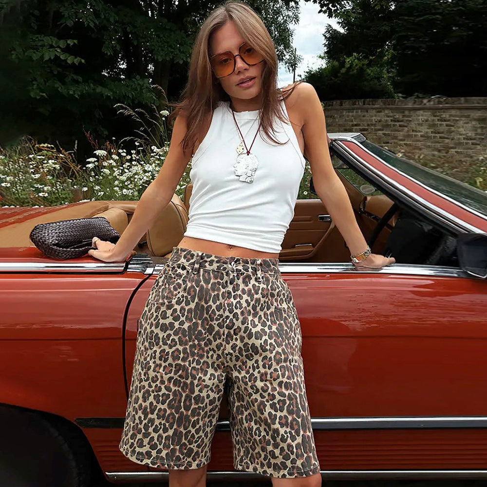 Dame leopardmønster shorts Stilla