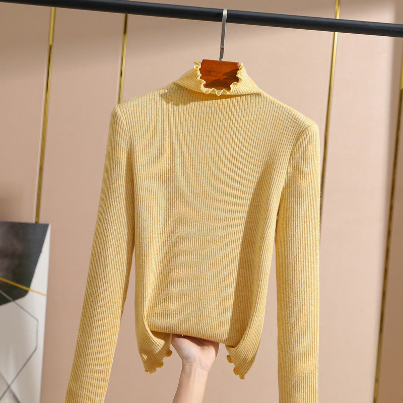 Dame rullekrave sweater med fin ribstruktur og elegante afslutninger Stilla