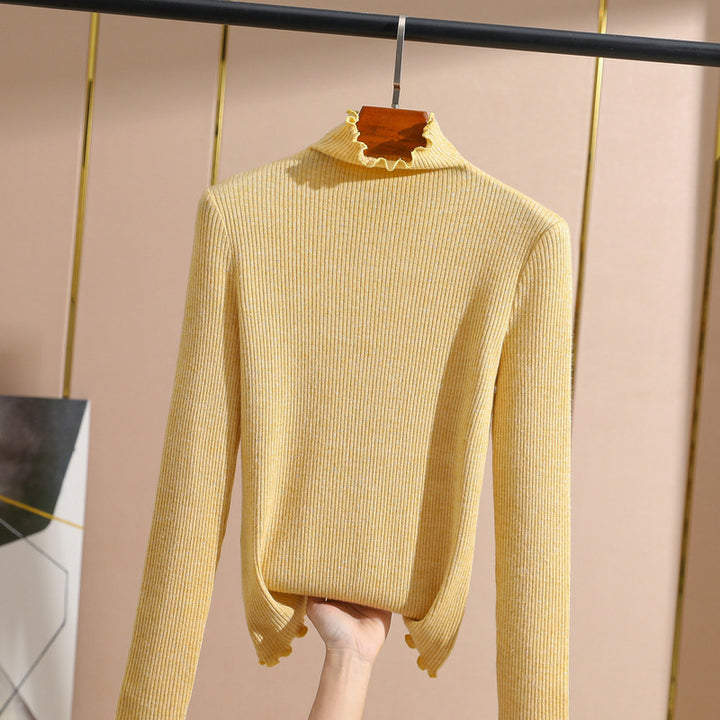 Dame rullekrave sweater med fin ribstruktur og elegante afslutninger Stilla