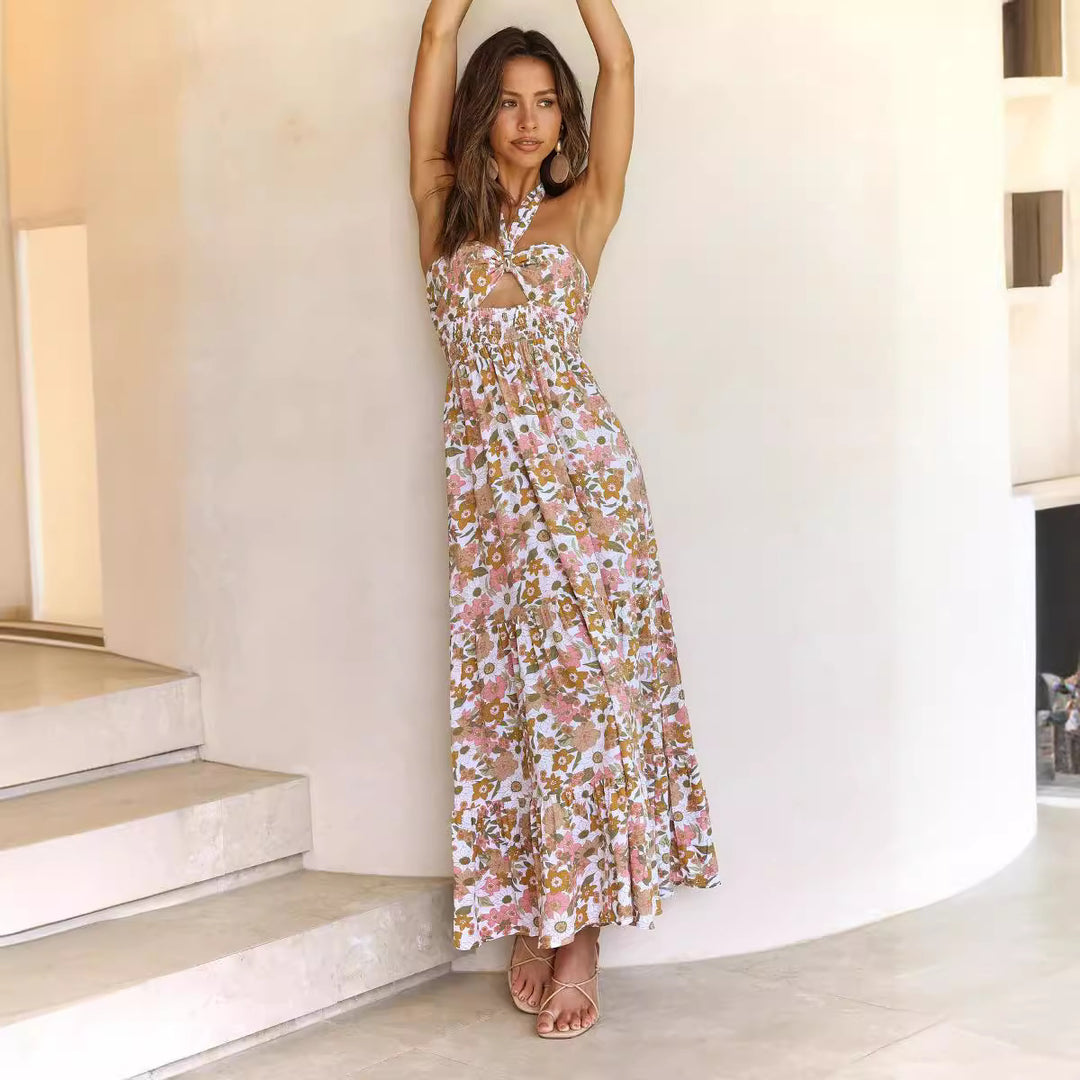 Kvinder Hals Bandeau Maxikjole med blomsterprint Stilla