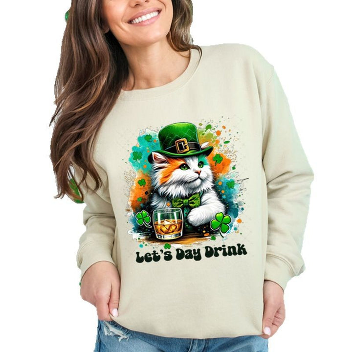 Kvinders sweatshirt med sjov katte-design og inspirerende tekst Stilla
