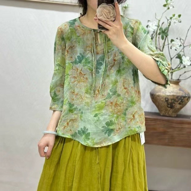 Femme Lækkert Floral Tryk Bluse Stilla