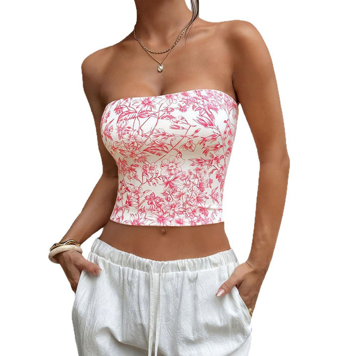 Kvinders Uigennemsigtig Cropped Top med Blomster Mønstre Stilla