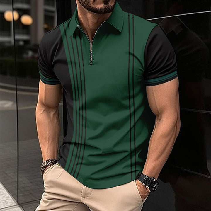 Herre sportiv kortærmet poloshirt med moderne lynlås Stilla