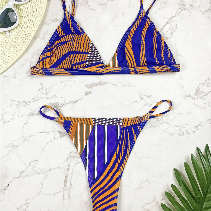 Dame Triangle Top og justerbar Tanga Bikini Sæt Stilla