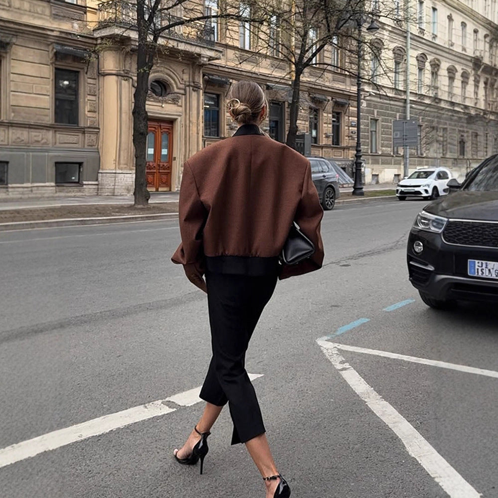 Dame Uld Crop-Jakke med moderne snit Stilla