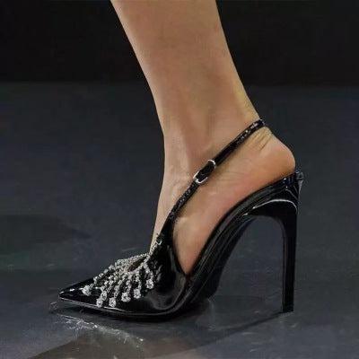 Dame Slingback Pumps med funklende strass dekorationer og elegant design Stilla