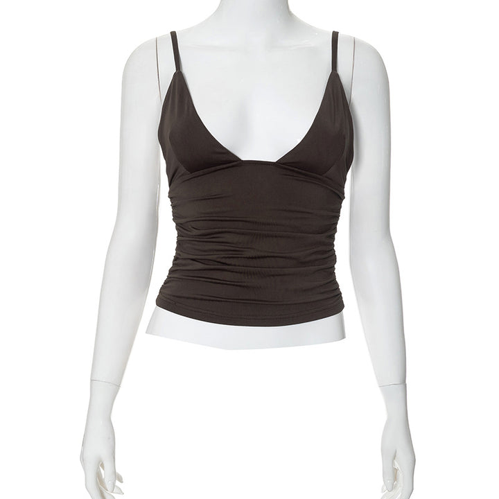 Femme Rynke Spaghetti-strop Cami Top Stilla